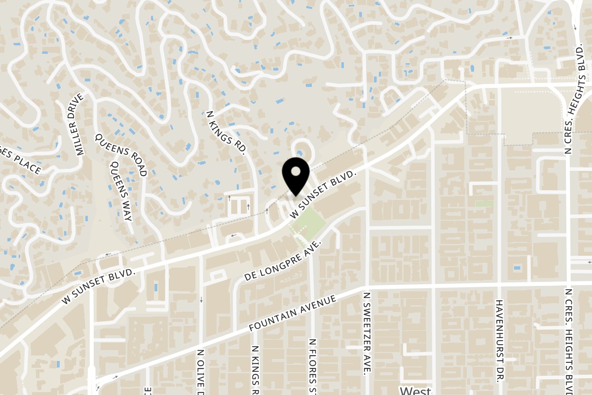 Map showing the location of Carney's Restaurant Carney's Sunset on 8351 Sunset Blvd in West Hollywood